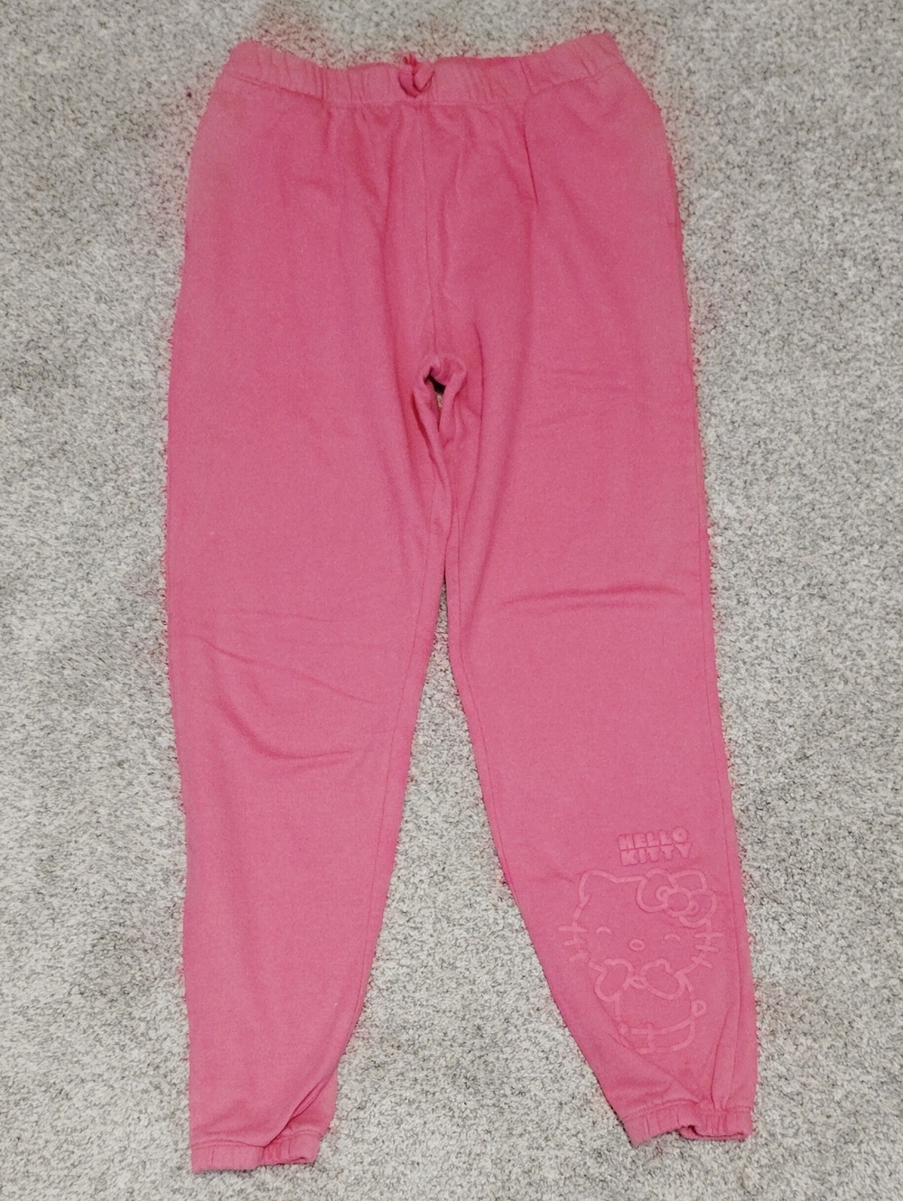 Hello Kitty Pink Girls Sweatpants with Embossed Kitty